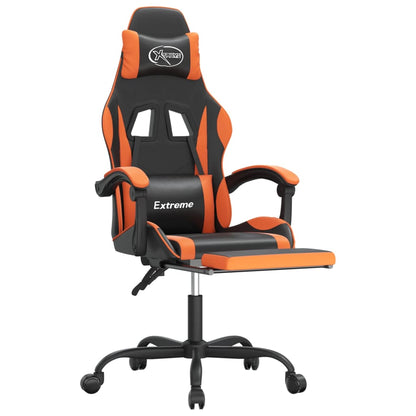 Gaming-Stuhl mit Fußstütze Drehbar Schwarz & Orange Kunstleder