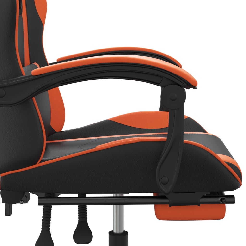 Gaming-Stuhl mit Fußstütze Drehbar Schwarz & Orange Kunstleder