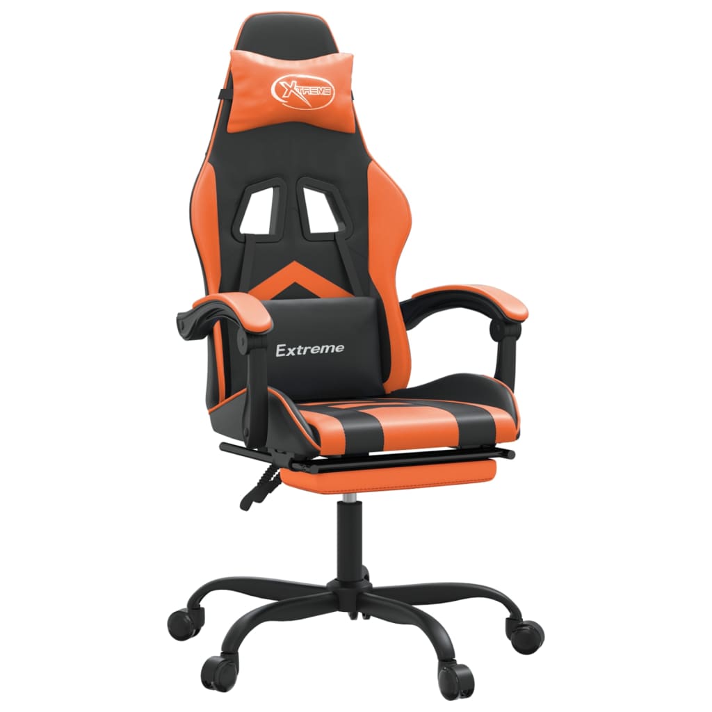 Gaming-Stuhl mit Fußstütze Drehbar Schwarz & Orange Kunstleder