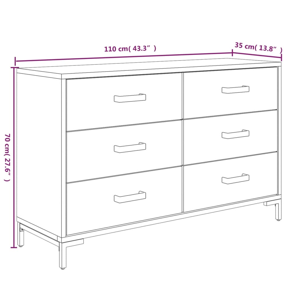 Sideboard Braun 110x35x70 cm Massivholz Kiefer