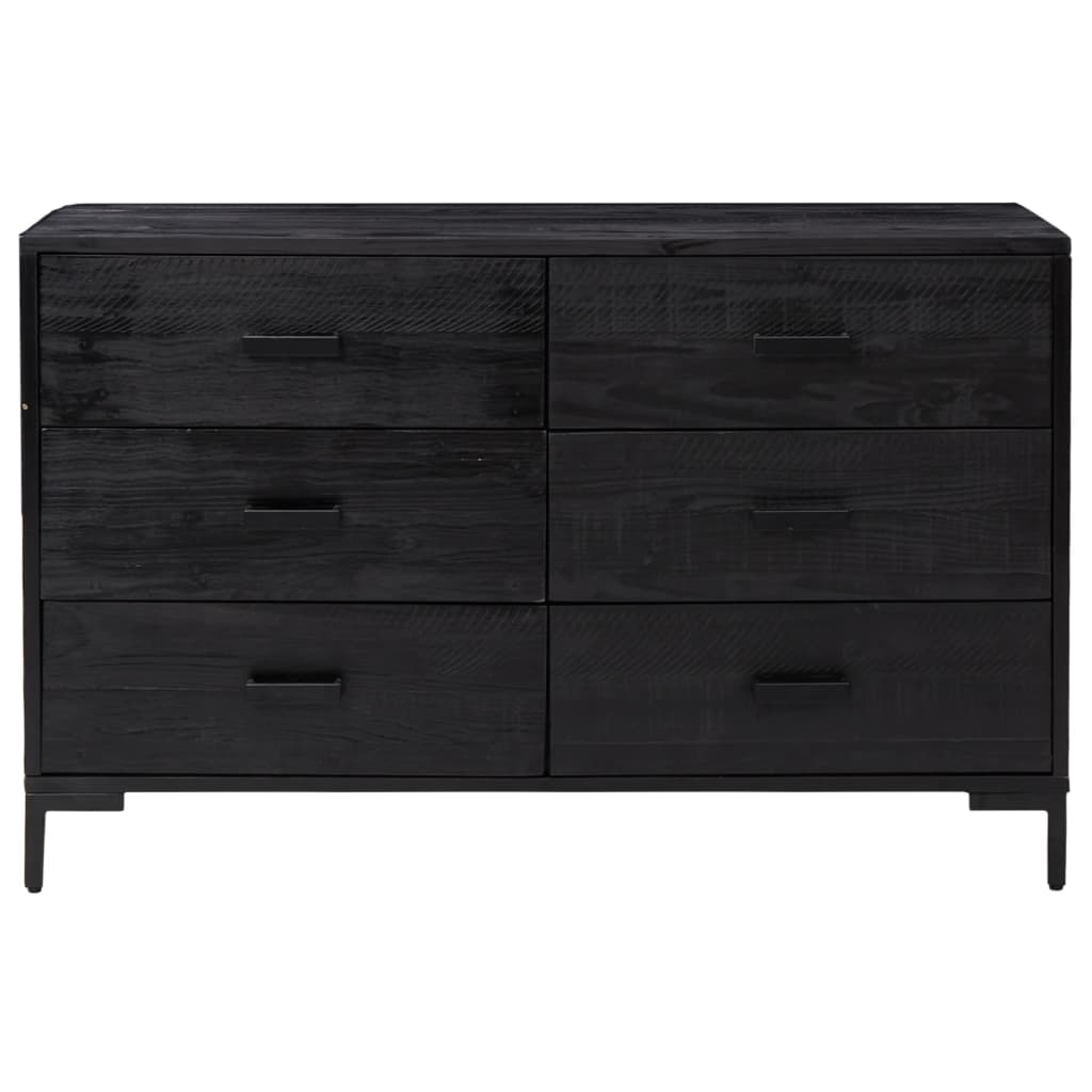 Sideboard Schwarz 110x35x70 cm Massivholz Kiefer