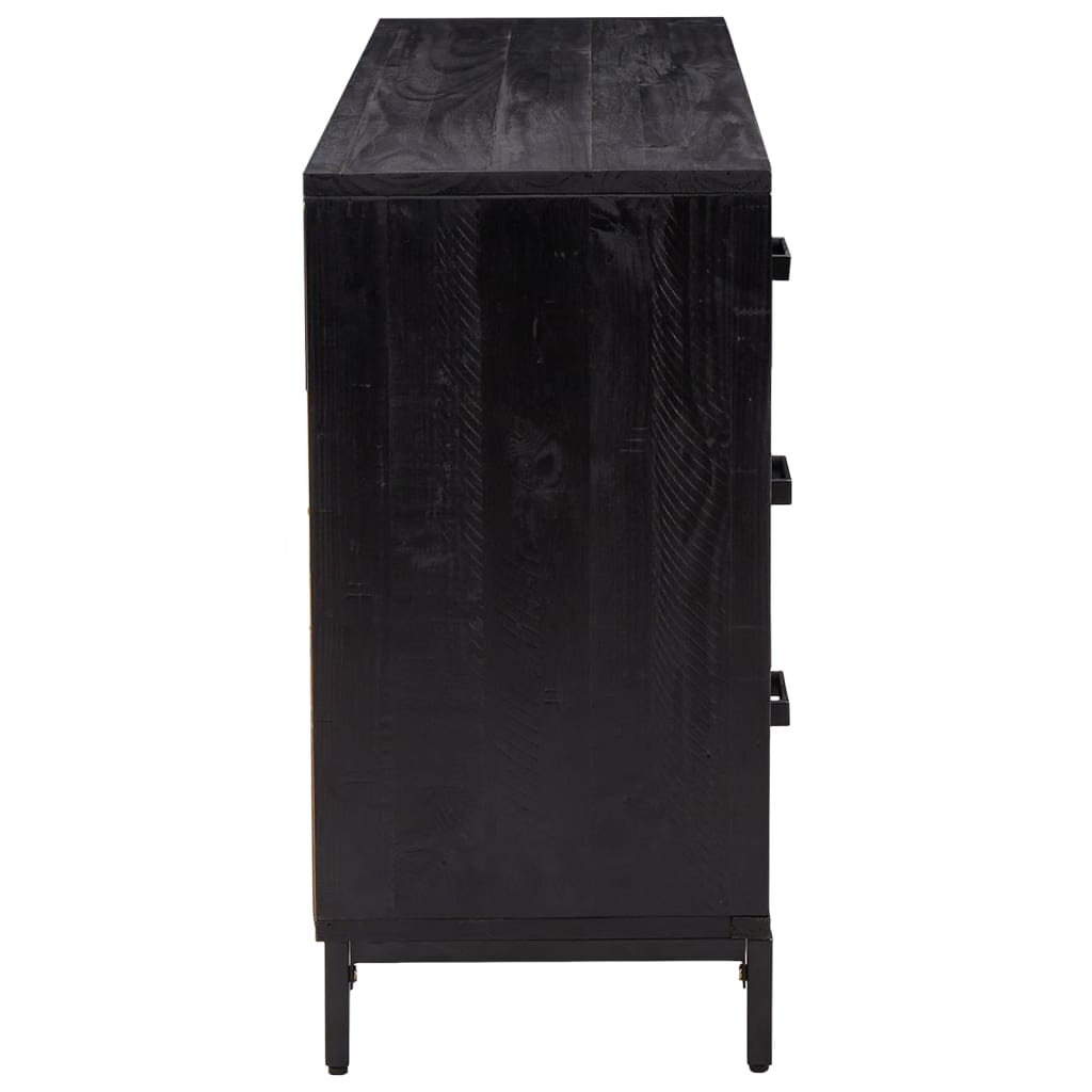 Sideboard Schwarz 110x35x70 cm Massivholz Kiefer