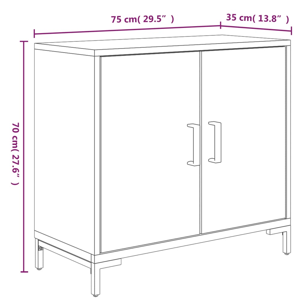 Sideboard Braun 75x35x70 cm Massivholz Kiefer