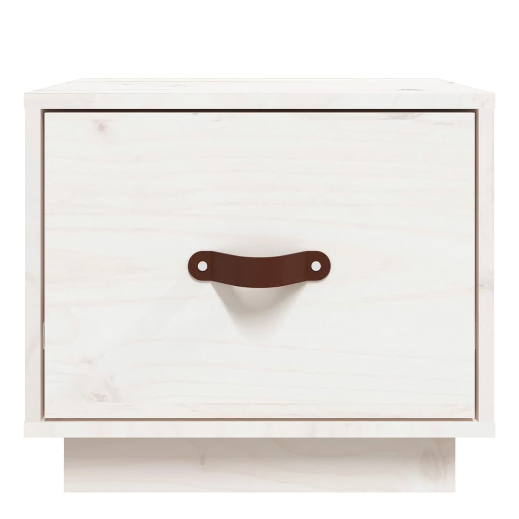 Nachttische 2 Stk. Weiß 40x34x35 cm Massivholz Kiefer