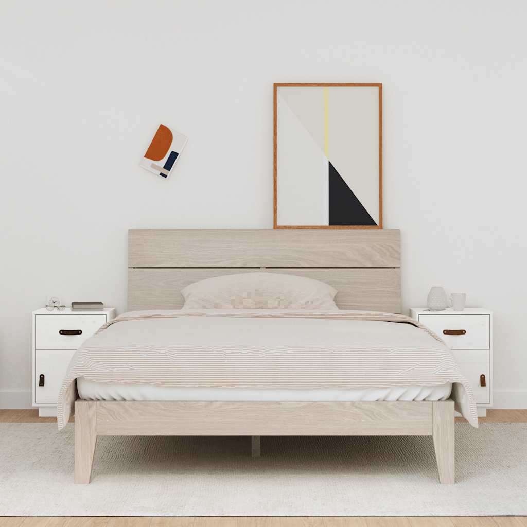 Nachttische 2 Stk. Weiß 40x34x55 cm Massivholz Kiefer