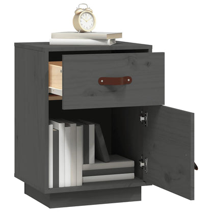 Nachttisch Grau 40x34x55 cm Massivholz Kiefer