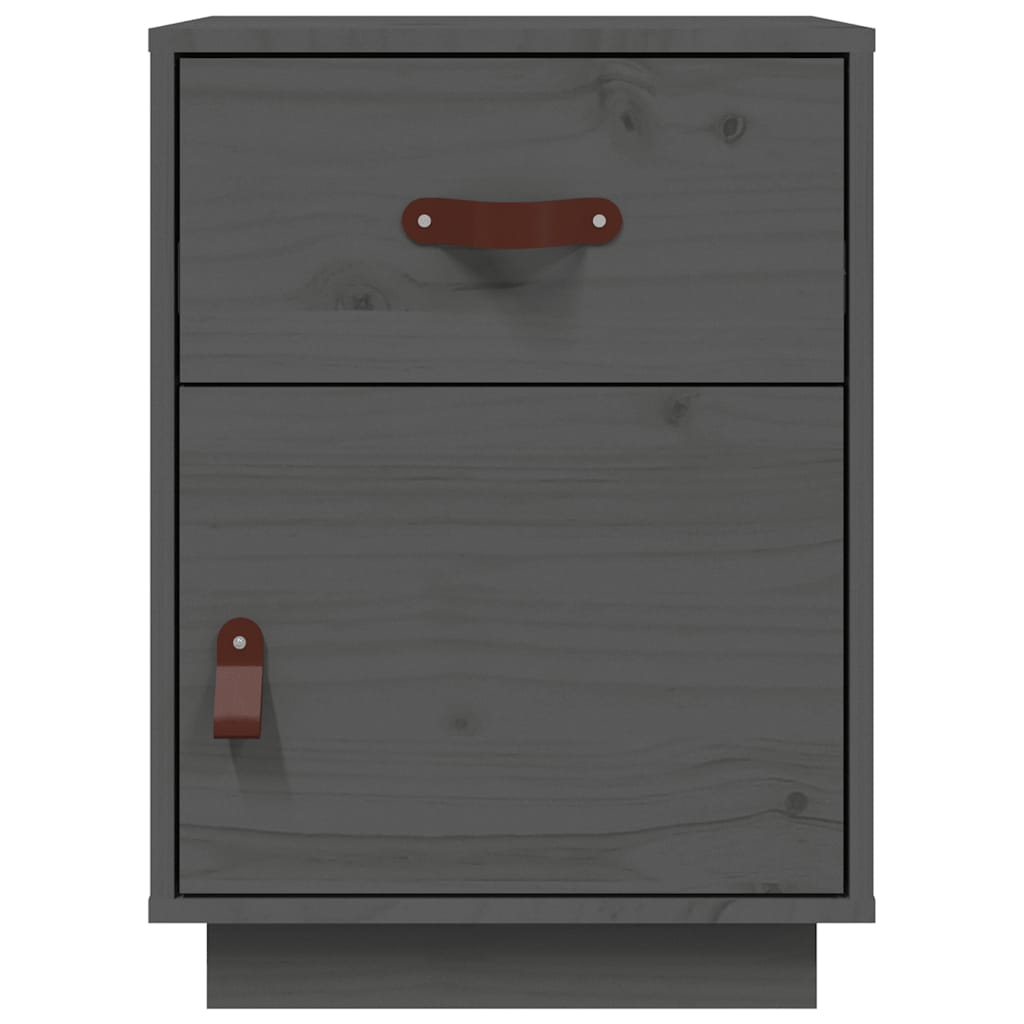 Nachttische 2 Stk. Grau 40x34x55 cm Massivholz Kiefer