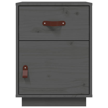 Nachttische 2 Stk. Grau 40x34x55 cm Massivholz Kiefer