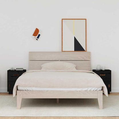 Nachttische 2 Stk. Schwarz 40x34x55 cm Massivholz Kiefer