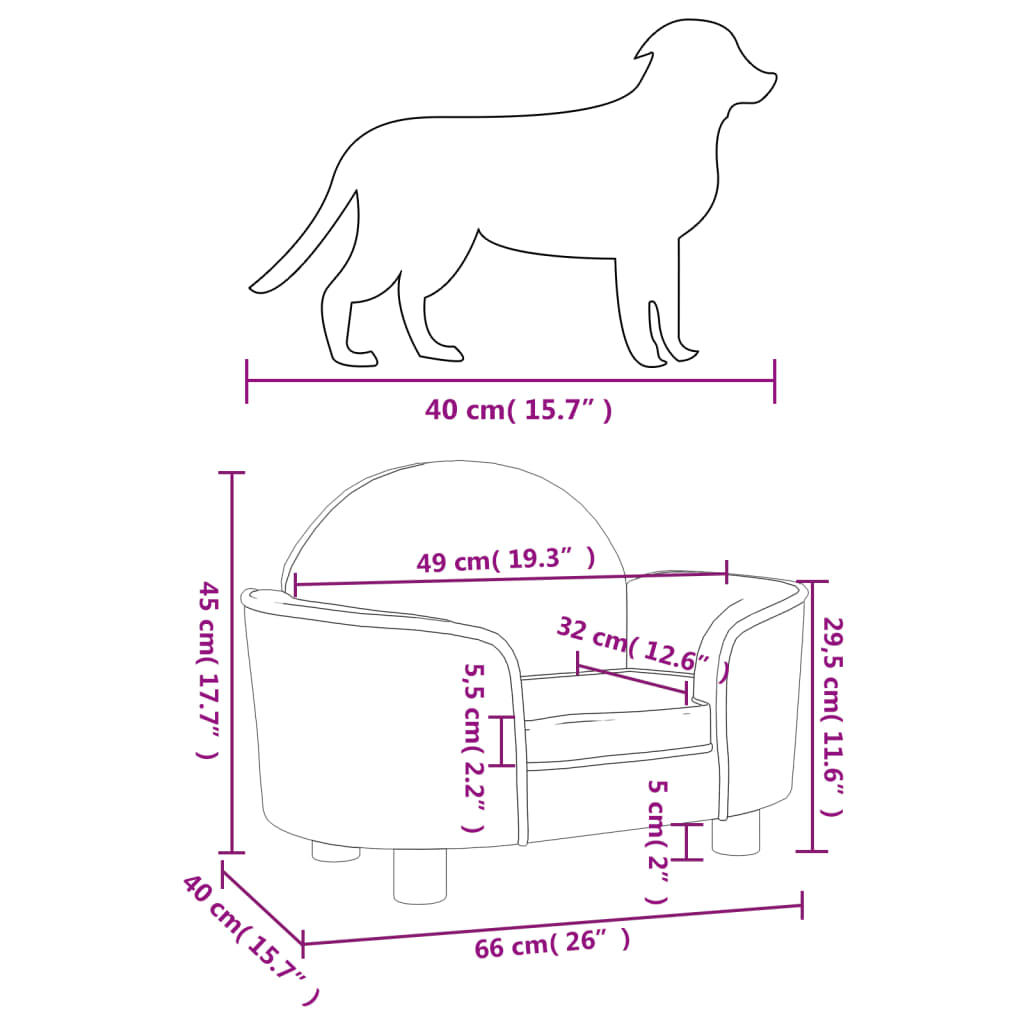 Hundebett Blau 66x40x45 cm Samt