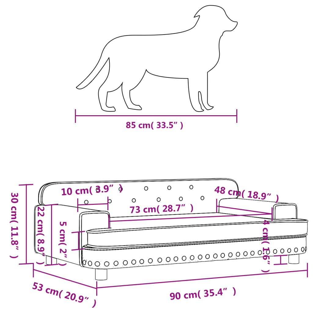 Hundebett Creme 90x53x30 cm Samt