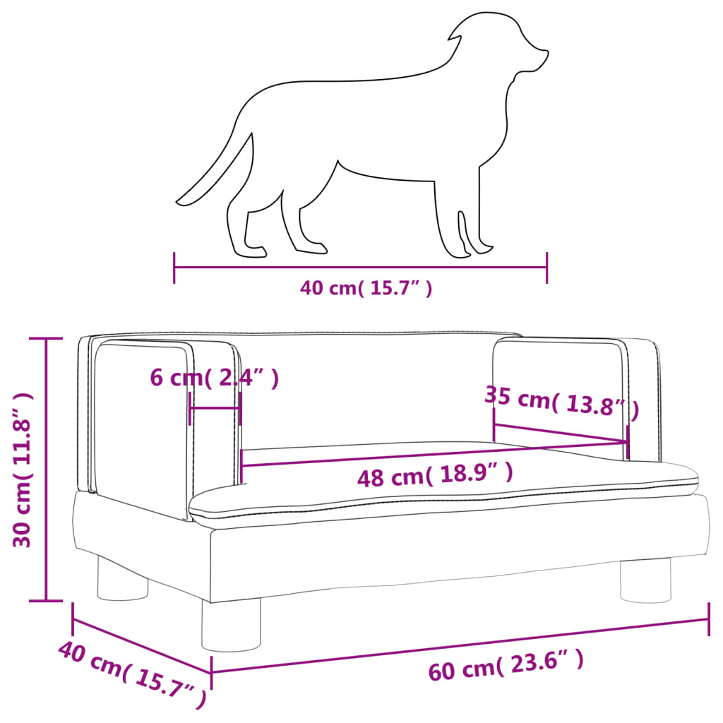 Hundebett Creme 60x40x30 cm Samt