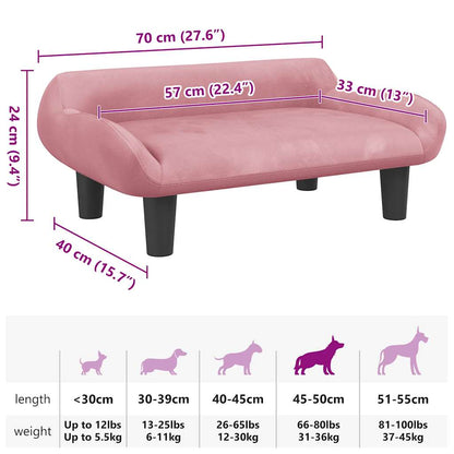 Hundebett Rosa 70x40x24 cm Samt
