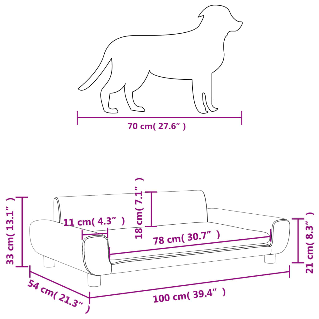 Hundebett Rosa 100x54x33 cm Samt