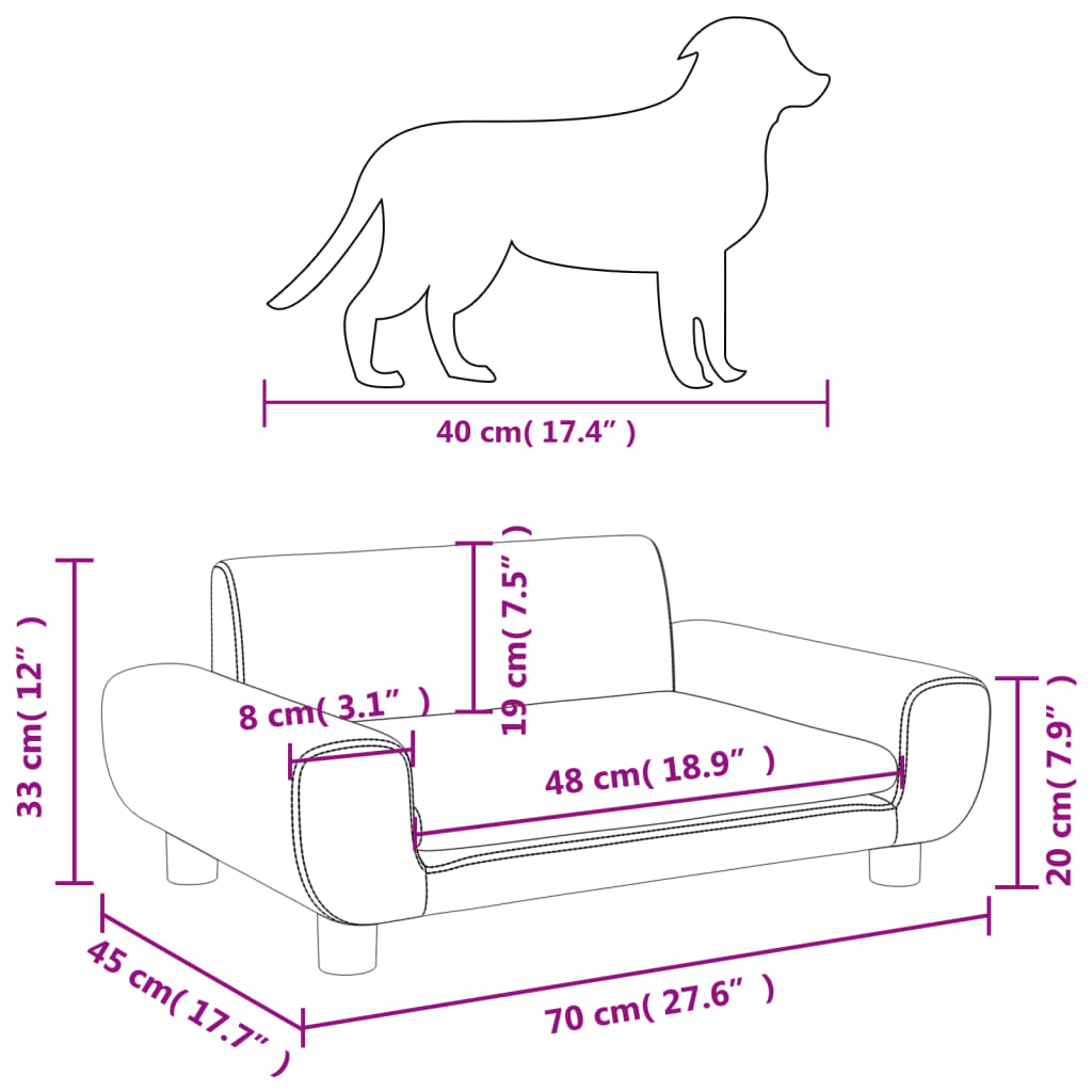 Hundebett Creme 70x45x33 cm Samt