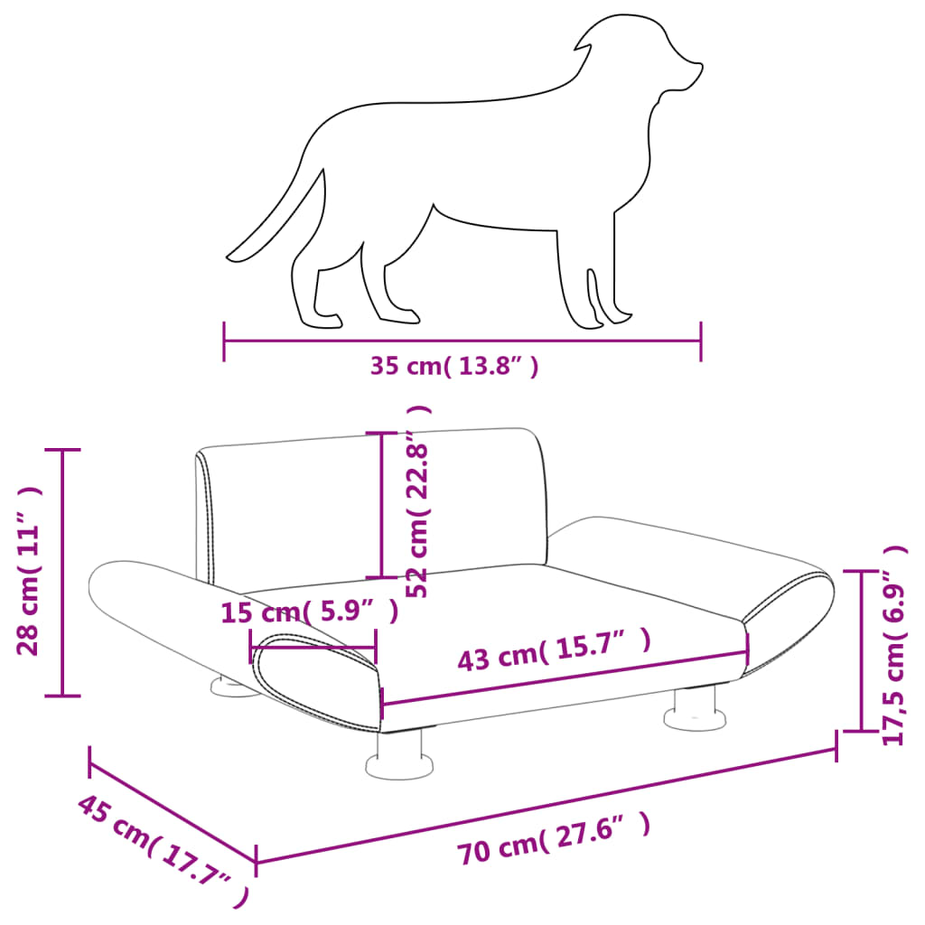 Hundebett Creme 70x45x28 cm Stoff