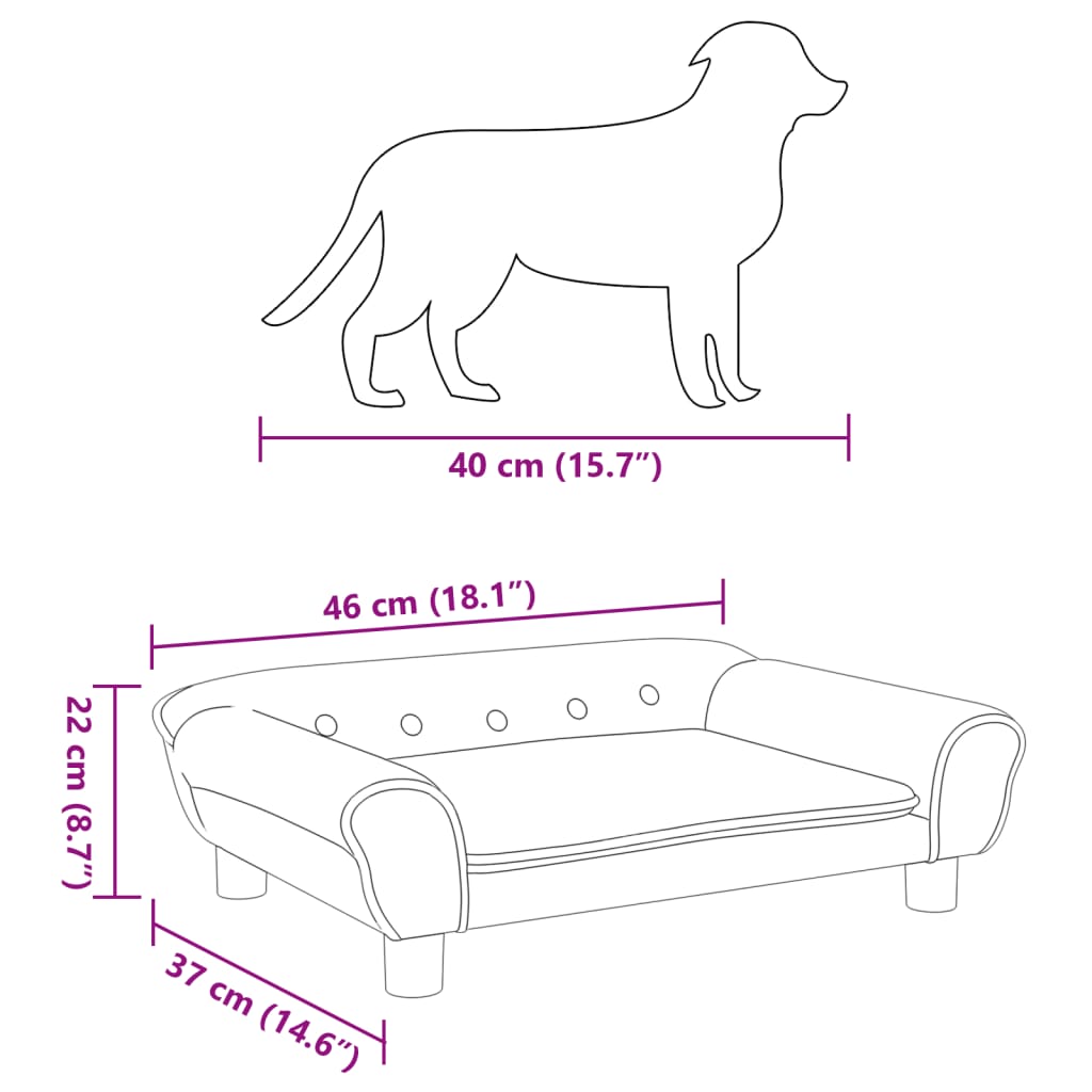 Hundebett Braun 70x48x22 cm Samt