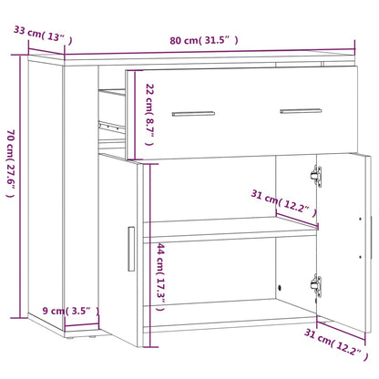 Sideboard Betongrau 80x33x70 cm Holzwerkstoff