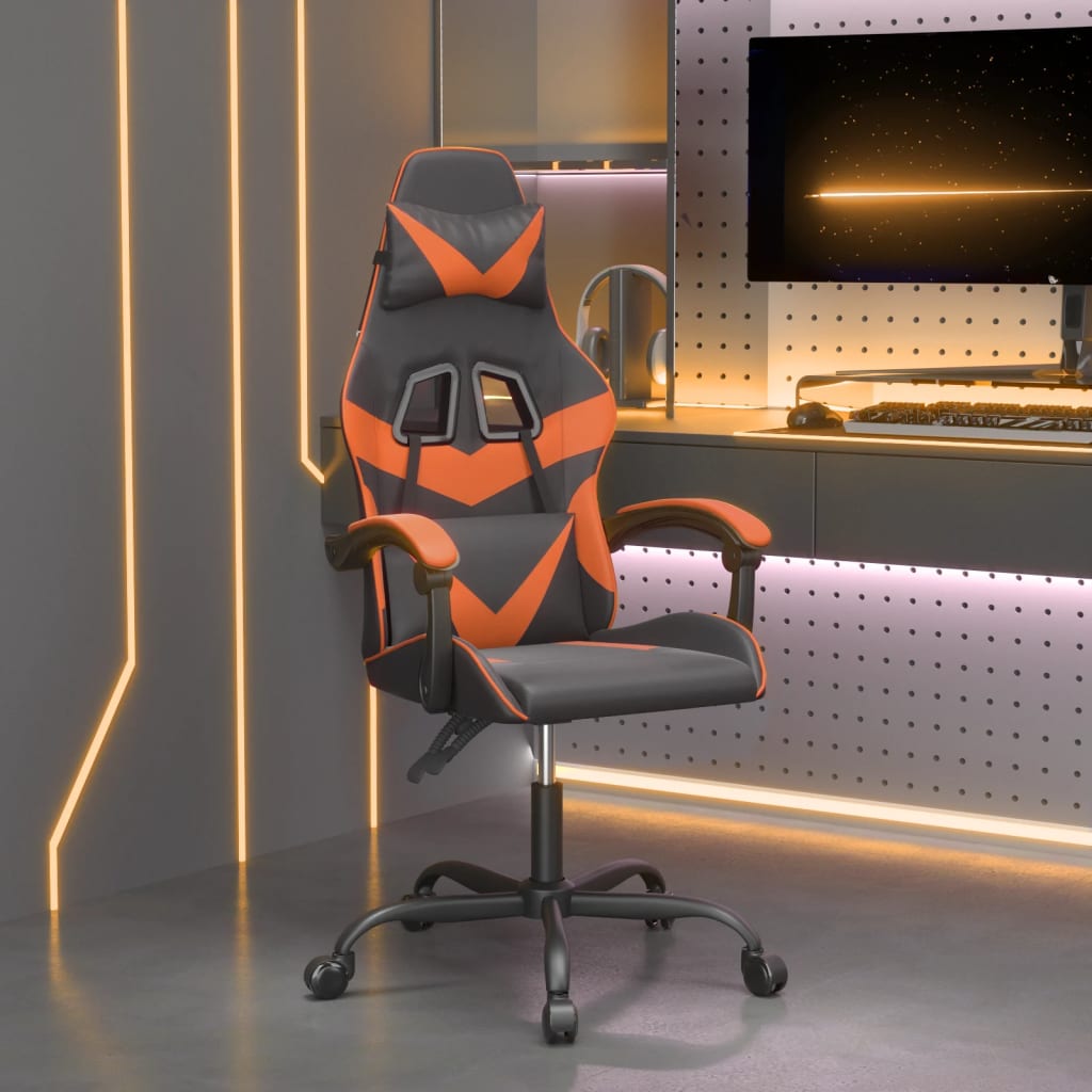 Gaming-Stuhl Schwarz und Orange Kunstleder