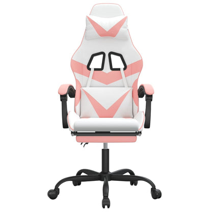 Gaming-Stuhl mit Fußstütze Weiß und Rosa Kunstleder
