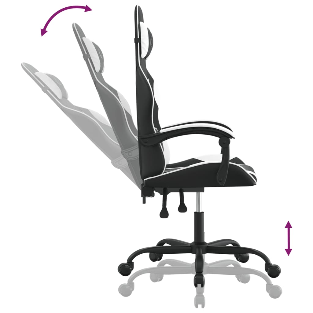 Gaming-Stuhl Schwarz und Weiß Kunstleder