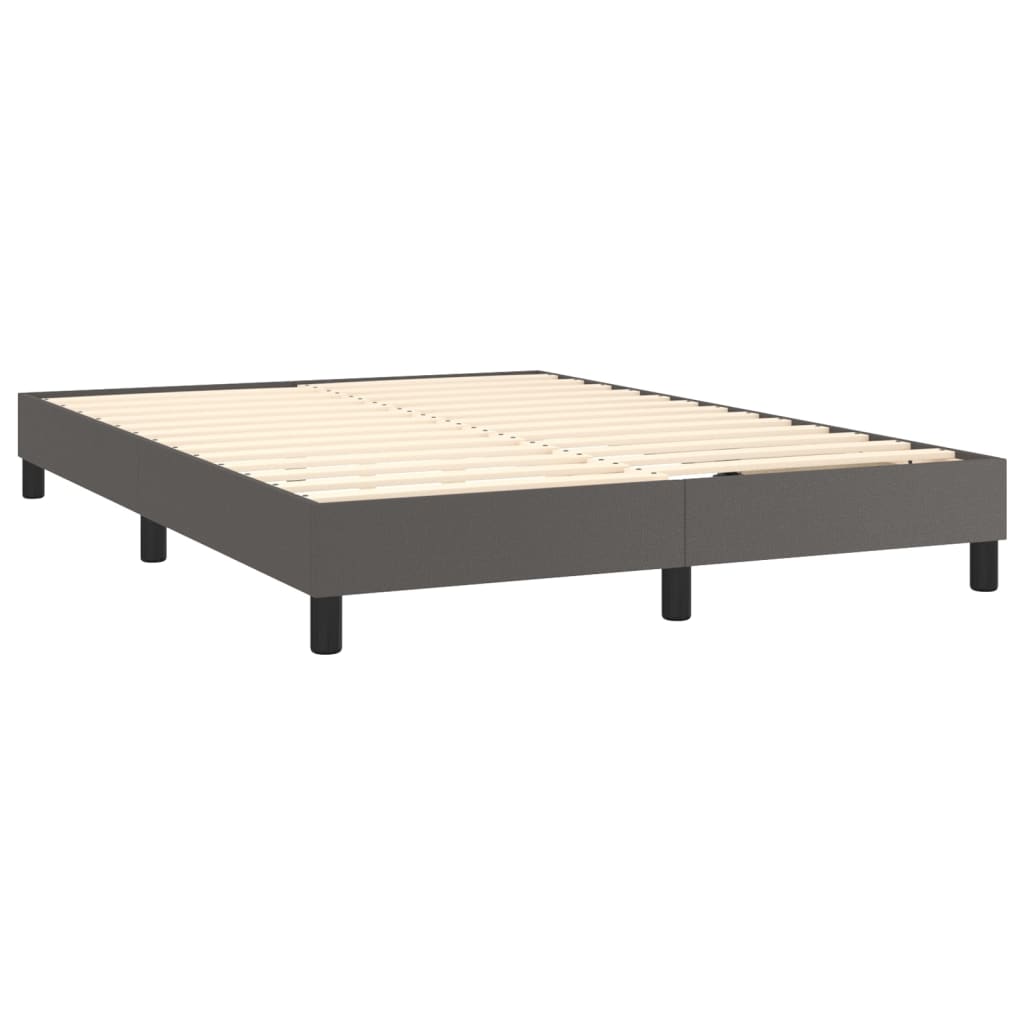 Boxspringbett mit Matratze Grau 140x190 cm Kunstleder