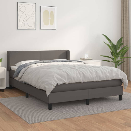 Boxspringbett mit Matratze Grau 140x190 cm Kunstleder