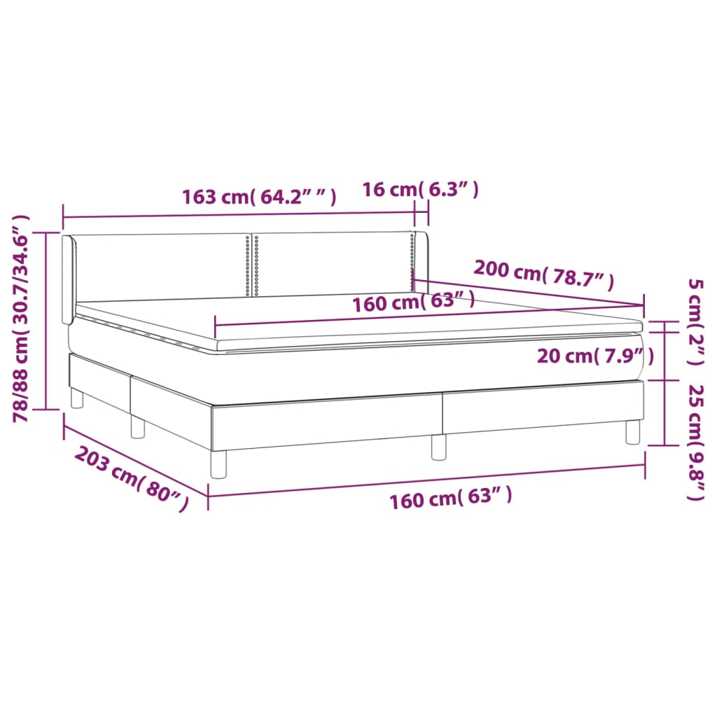 Boxspringbett mit Matratze Schwarz 160x200 cm Kunstleder