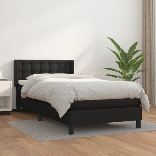 Boxspringbett mit Matratze Schwarz 100x200 cm Kunstleder