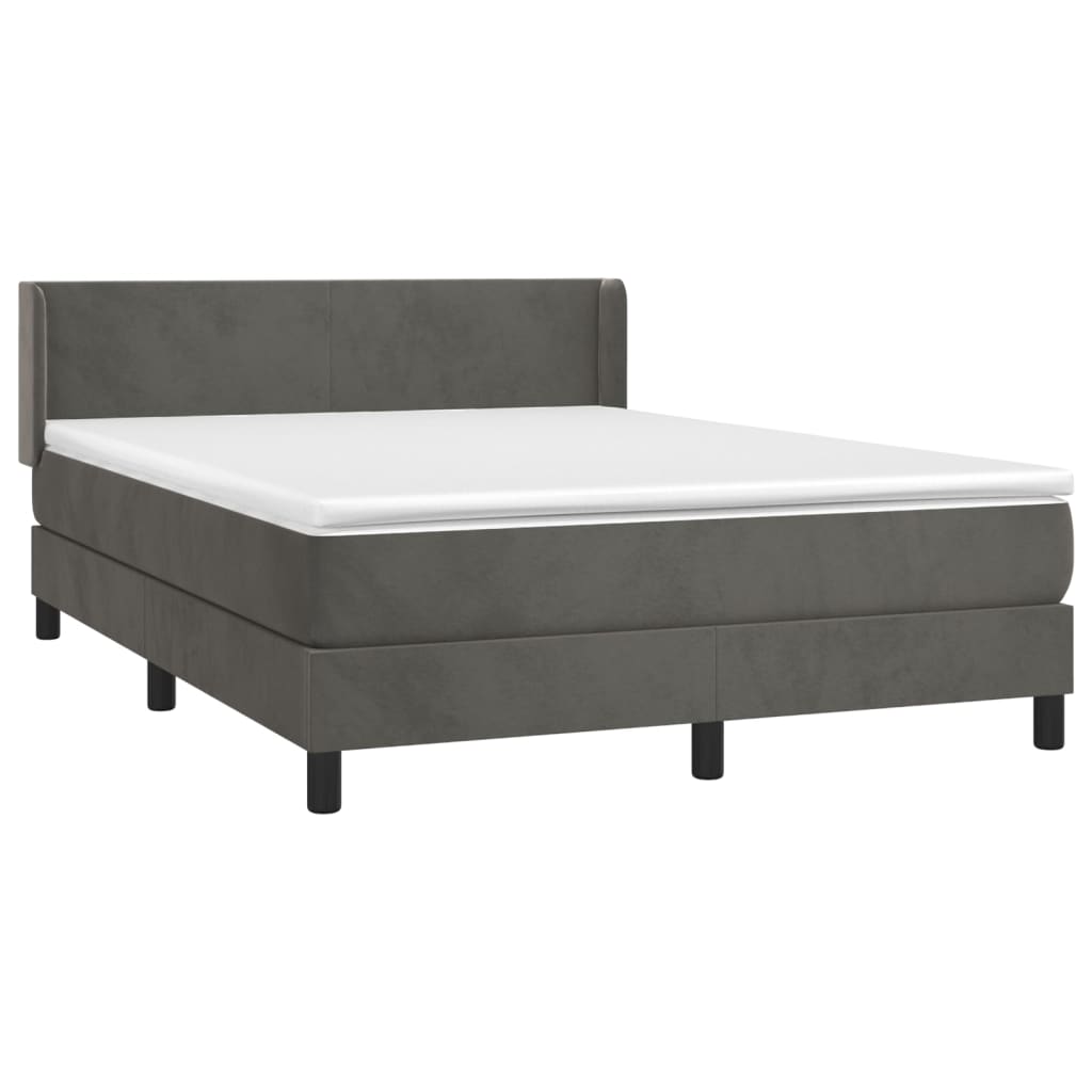 Boxspringbett mit Matratze Dunkelgrau 140x200 cm Samt