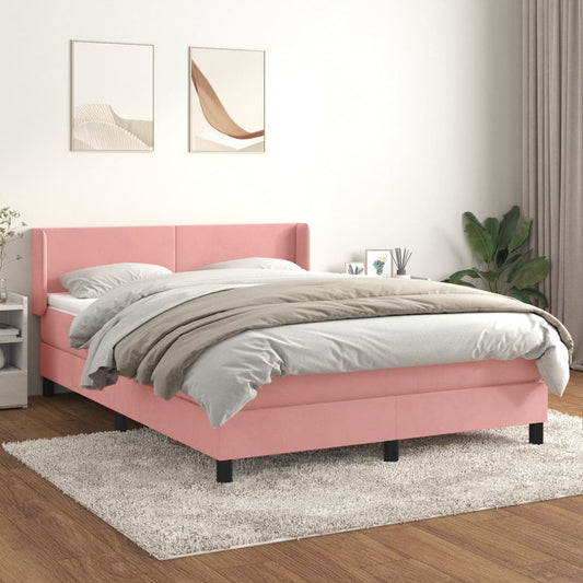 Boxspringbett mit Matratze Rosa 140x200 cm Samt