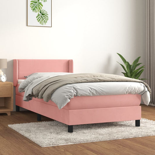 Boxspringbett mit Matratze Rosa 100x200 cm Samt