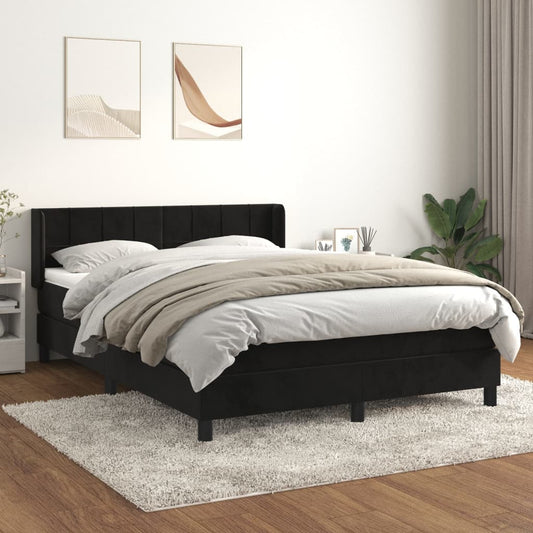 Boxspringbett mit Matratze Schwarz 140x200 cm Samt