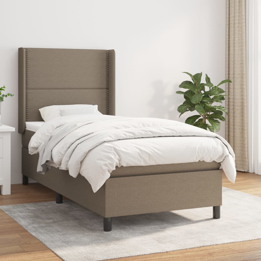 Boxspringbett mit Matratze Taupe 100x200 cm Stoff