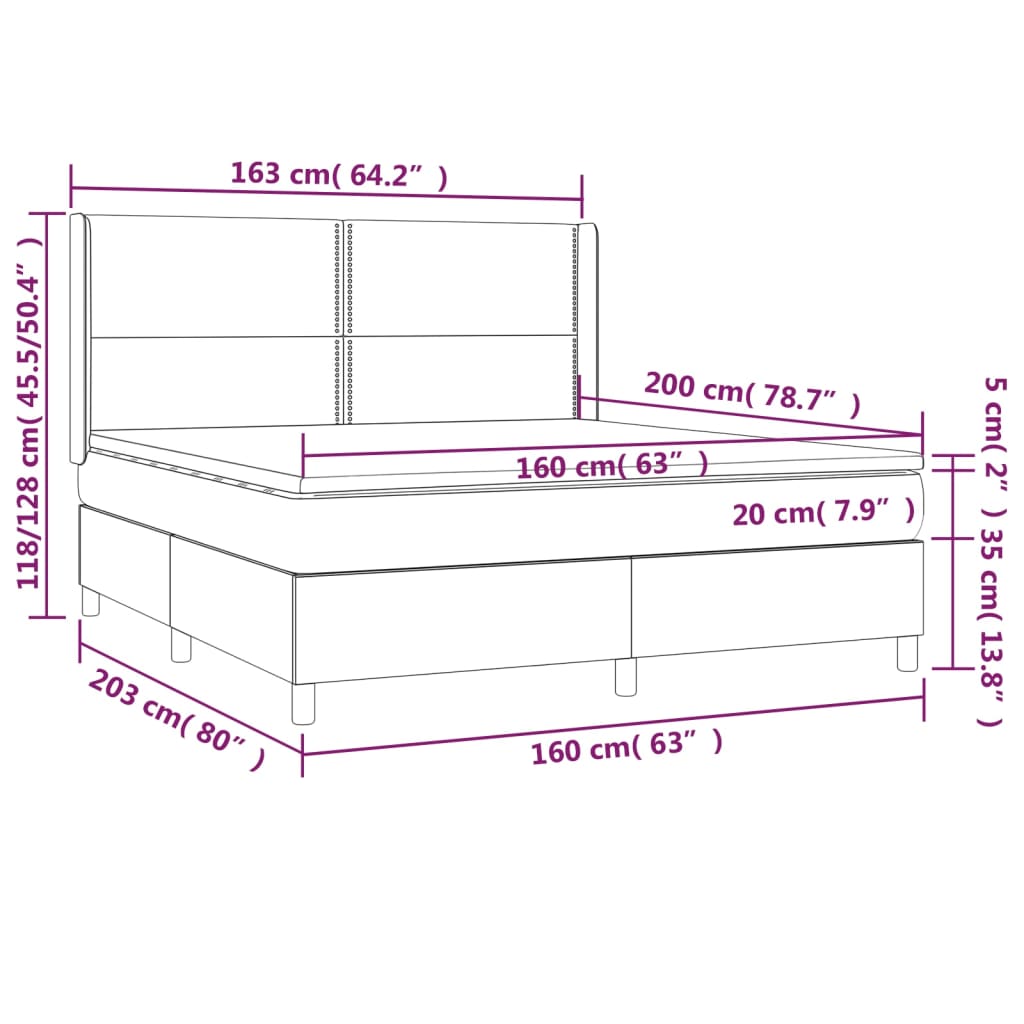 Boxspringbett mit Matratze Blau 160x200 cm Stoff