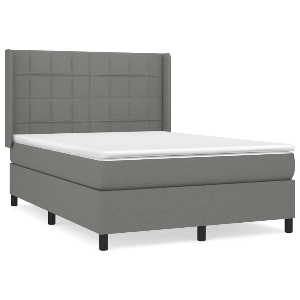 Boxspringbett mit Matratze Dunkelgrau 140x200 cm Stoff