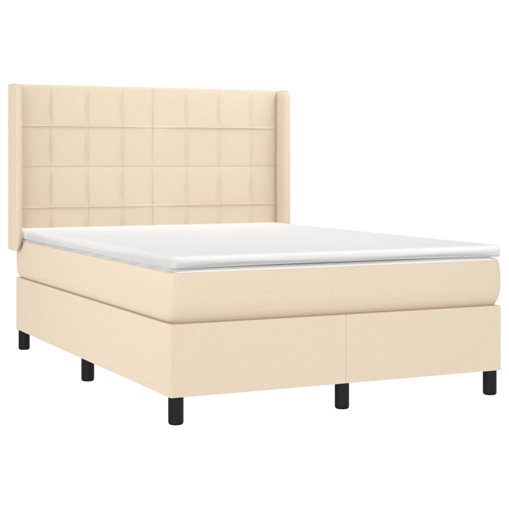 Boxspringbett mit Matratze Creme 140x200 cm Stoff