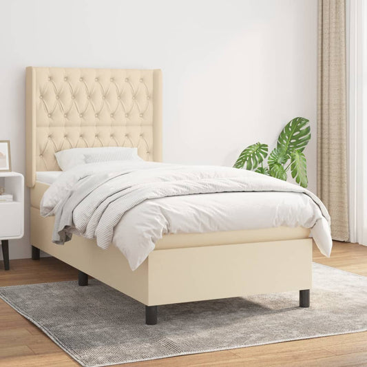 Boxspringbett mit Matratze Creme 100x200 cm Stoff