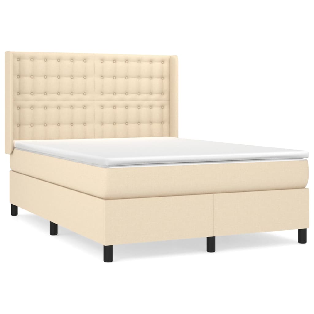 Boxspringbett mit Matratze Creme 140x200 cm Stoff