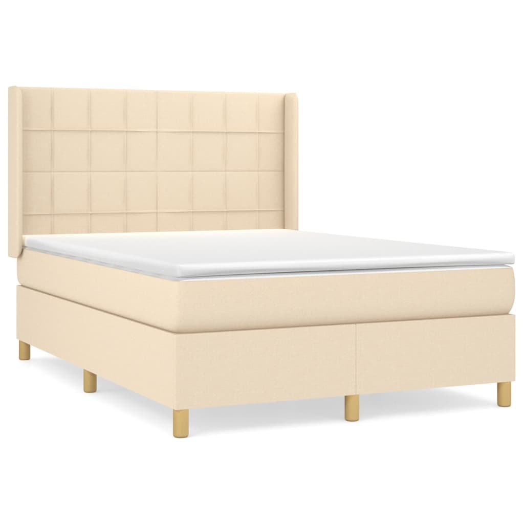 Boxspringbett mit Matratze Creme 140x200 cm Stoff