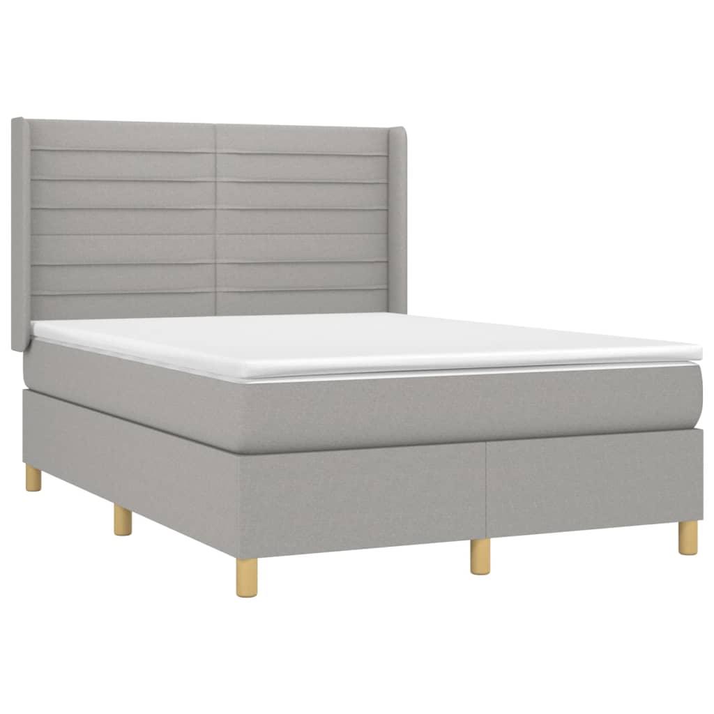 Boxspringbett mit Matratze Hellgrau 140x200 cm Stoff