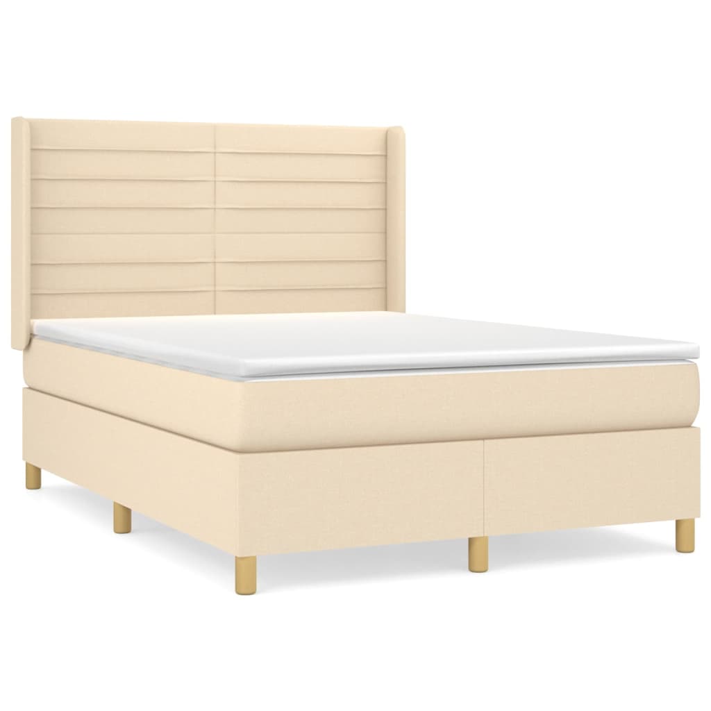 Boxspringbett mit Matratze Creme 140x200 cm Stoff