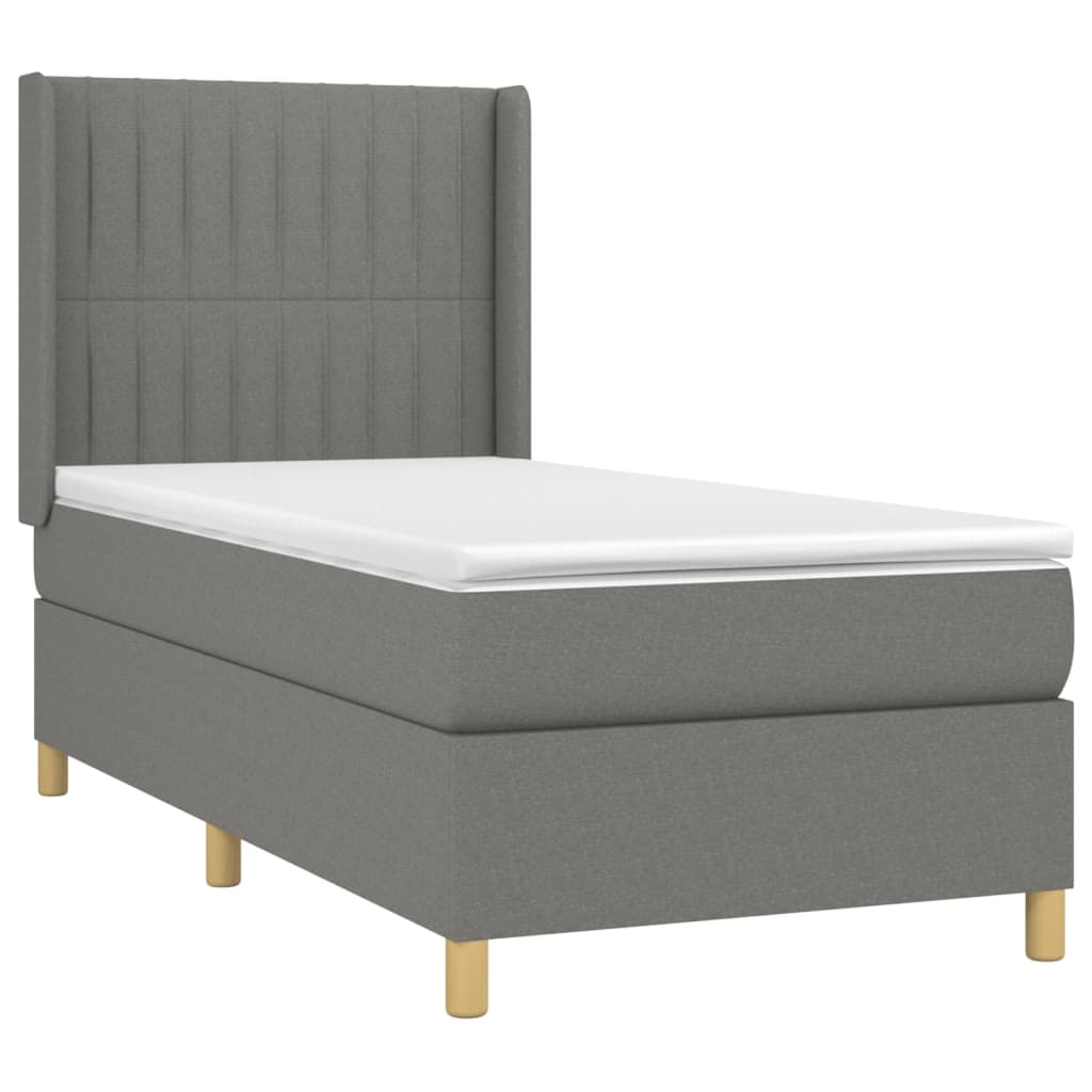 Boxspringbett mit Matratze Dunkelgrau 100x200 cm Stoff