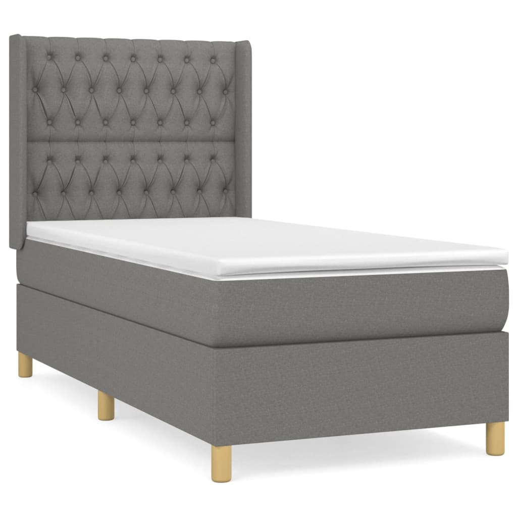 Boxspringbett mit Matratze Dunkelgrau 100x200 cm Stoff