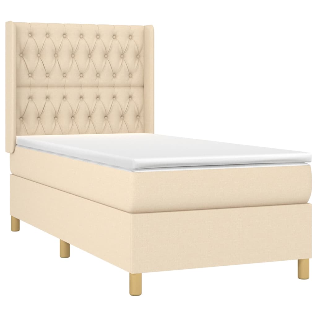 Boxspringbett mit Matratze Creme 100x200 cm Stoff