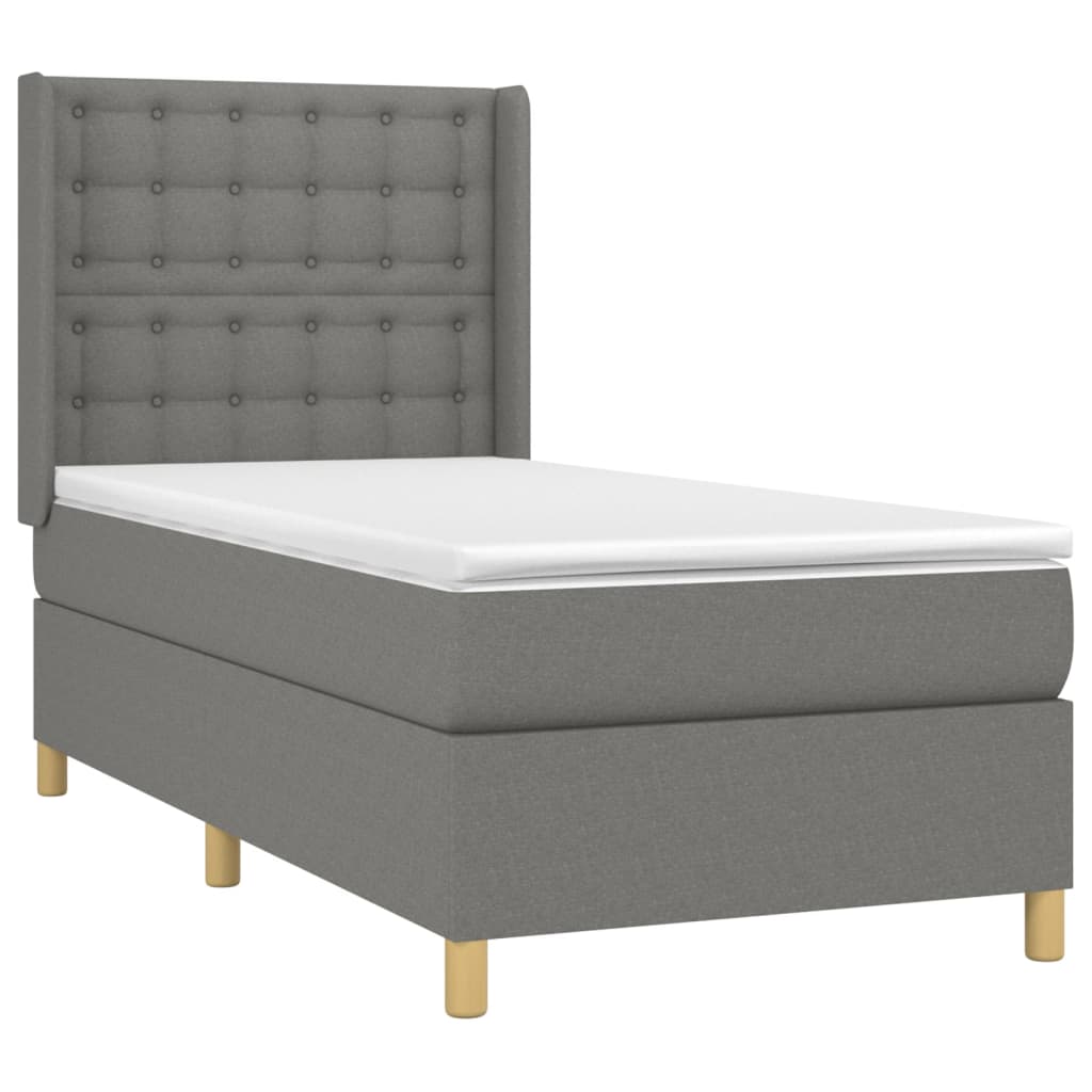 Boxspringbett mit Matratze Dunkelgrau 80x200 cm Stoff