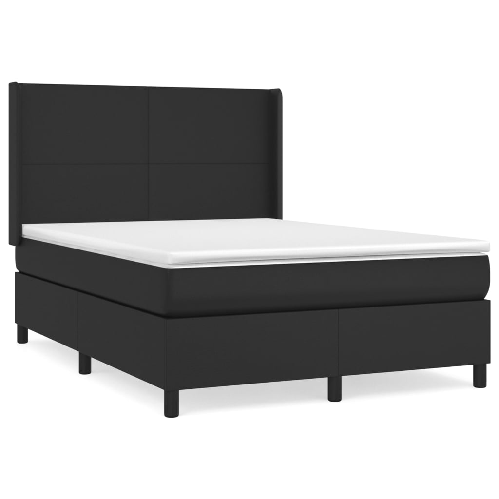 Boxspringbett mit Matratze Schwarz 140x200 cm Kunstleder