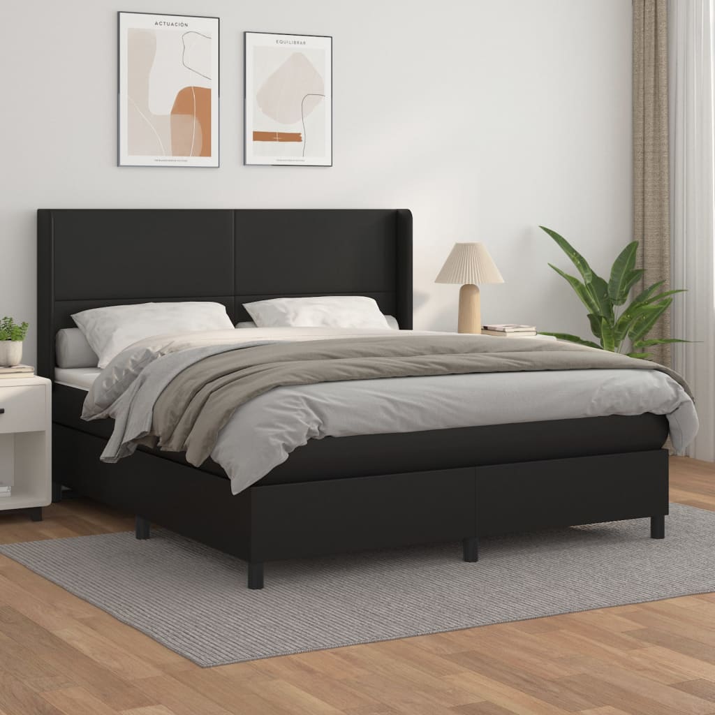 Boxspringbett mit Matratze Schwarz 160x200 cm Kunstleder