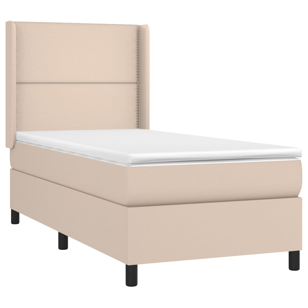 Boxspringbett mit Matratze Cappuccino-Braun 90x190cm Kunstleder