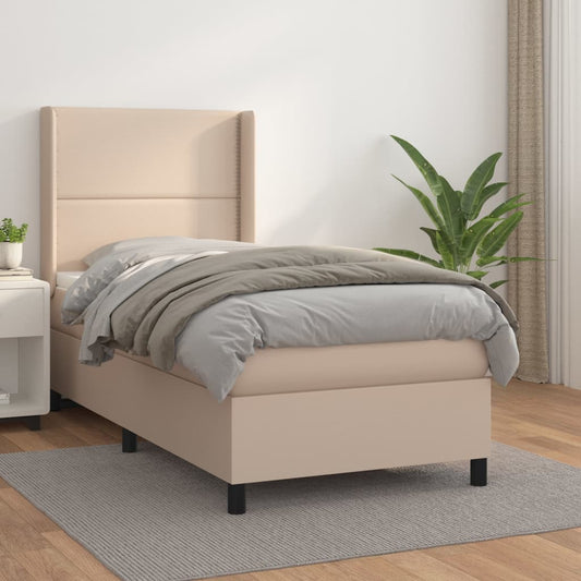 Boxspringbett mit Matratze Cappuccino-Braun 90x190cm Kunstleder